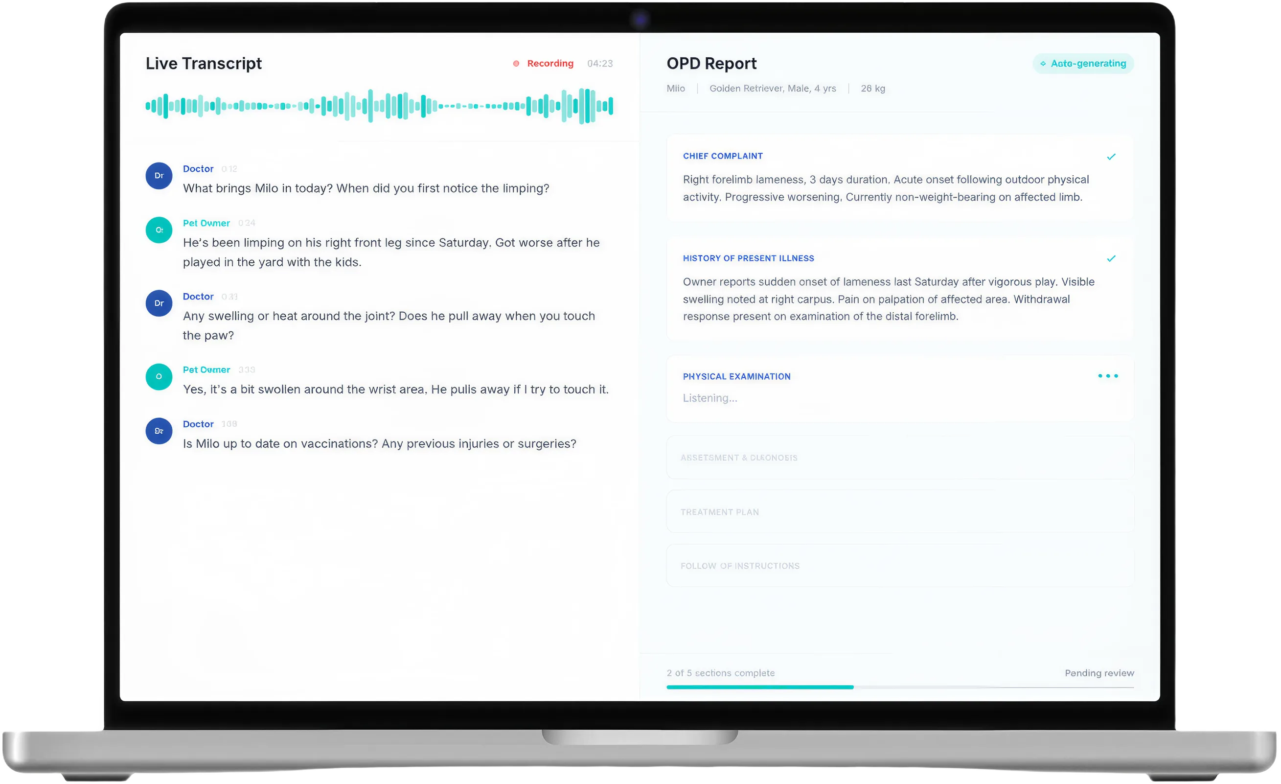 CareVet app interface
